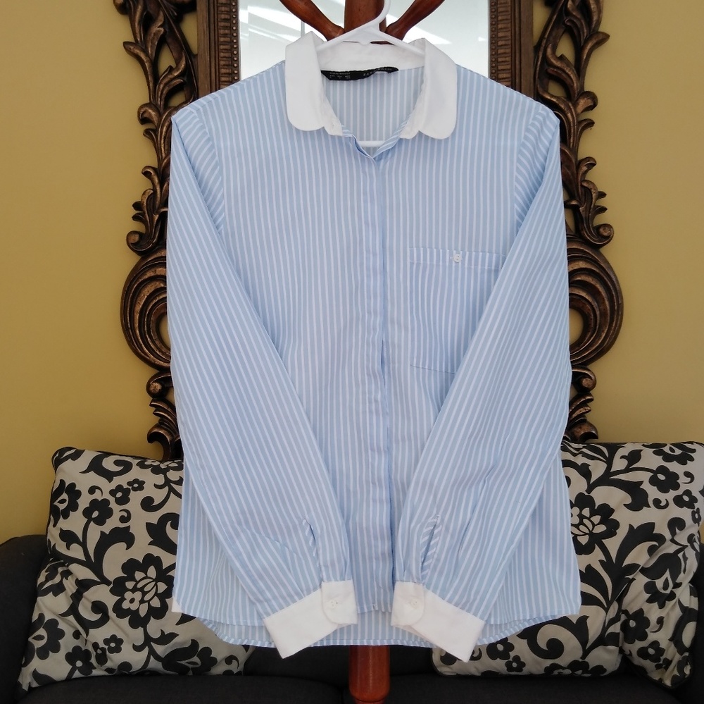 Zara stripe long sleeve button down shirt.  Size S